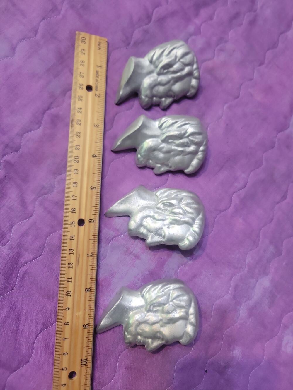 Lot of 4 Abraham Lincoln Metal Silver TONE Profile SILOUHETTE Vintage Decor